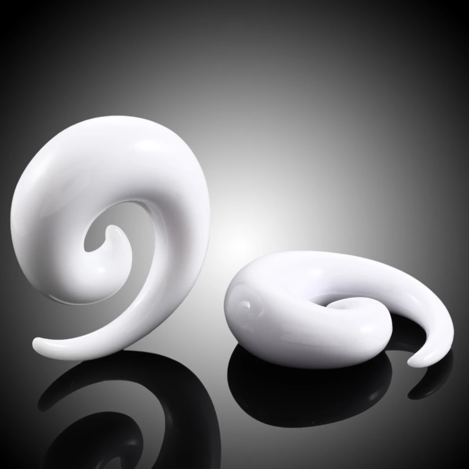 2pcs Heart Taper Ear Tunnel Plug Black Snail Horn Shape Ear Gauges Expander 3-20mm Ear Stretching Piercing Body Jewelry