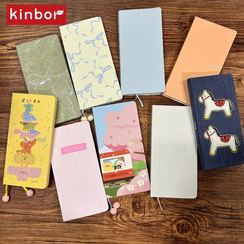 Kinbor-Cuaderno de planificación de semanas del año 2026, planificador semanal de moda de bolsillo delgado, registro de escritura diaria, diario, libro de planificación, Agenda, regalo