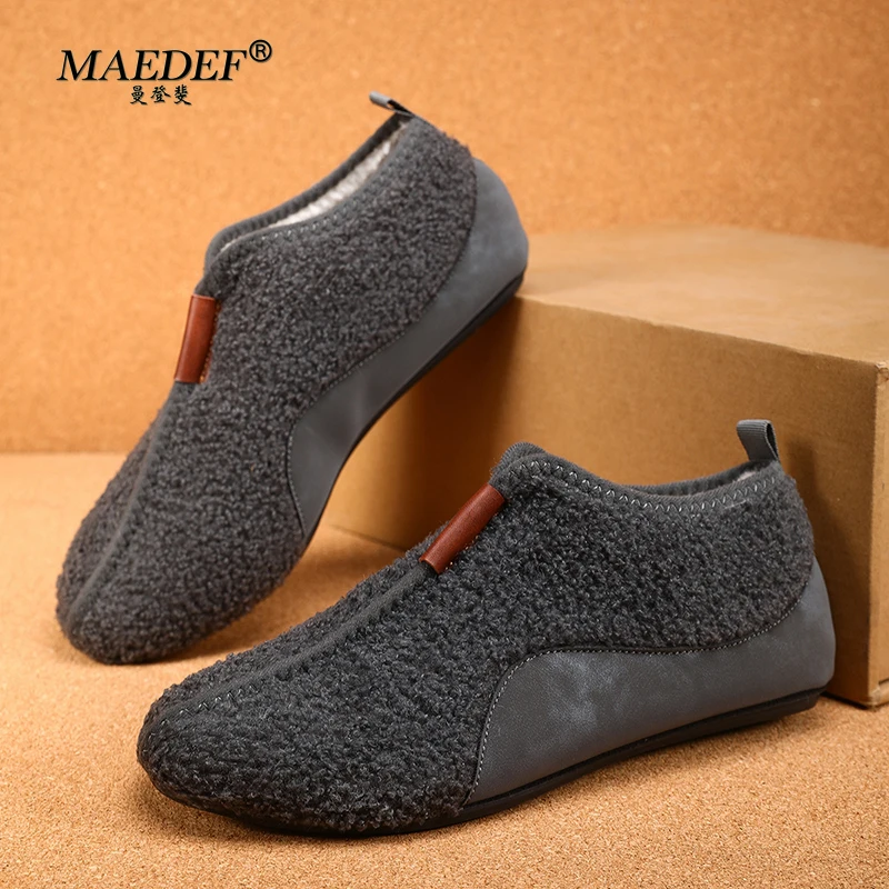 

MAEDEF Mens Shoes Lightweight Comfortable Men's Slippers Warm Designer Slip on Flats Shoes Man Loafers Indoor Home Cotton Shoes