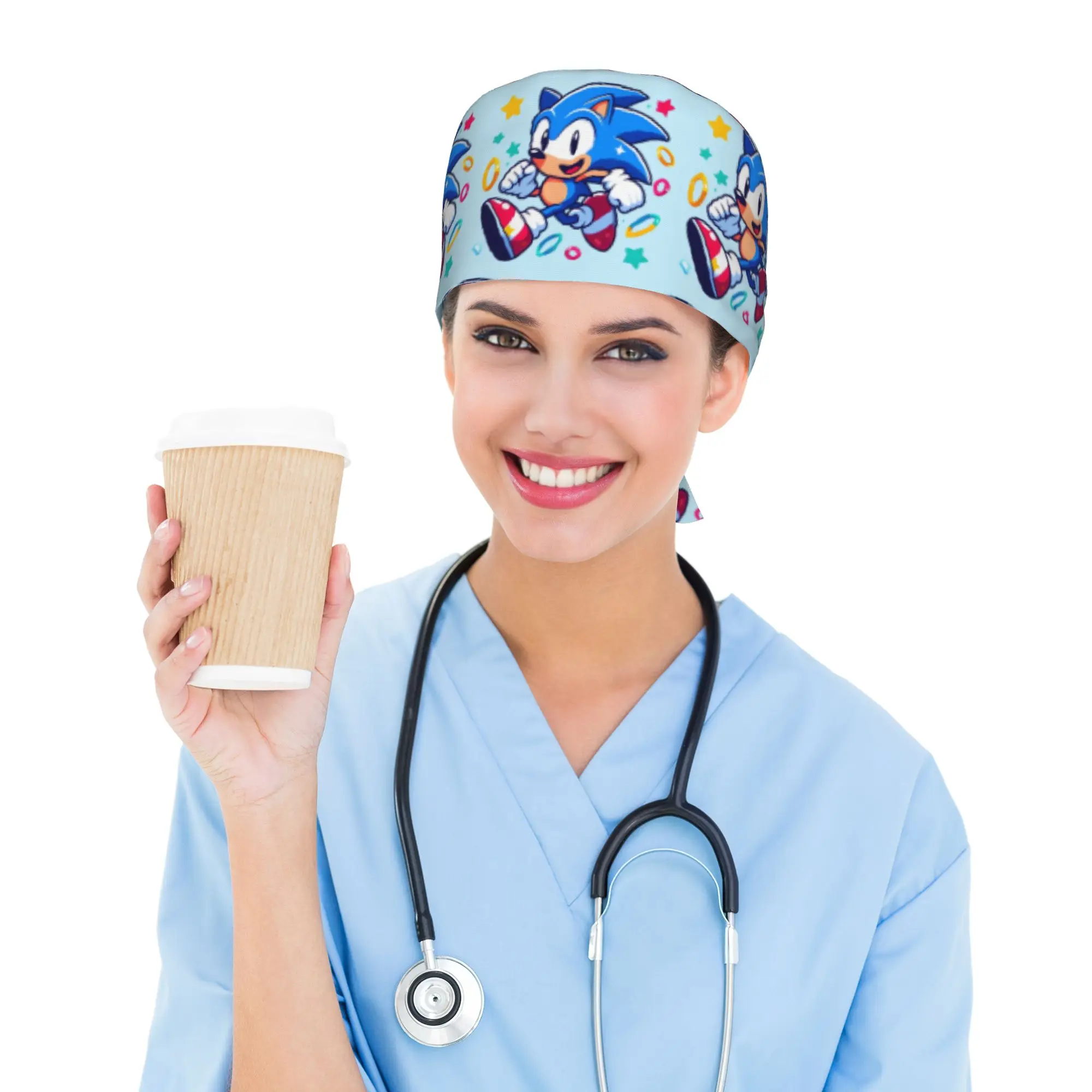 Custom Soniced Breathable Scrub Hat Surgical Scrub Caps Unisex Nursing Hair Hats Cartoon Work Scrubs Hat for Hospital Pharmacy