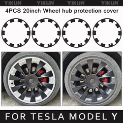 Piezas de rueda para Tesla modelo Y, llantas de rueda de vehículo de 20 pulgadas, anillo Protector de borde, tira protectora de neumático, cubiertas de cubo de rueda, accesorios, 4 Uds.