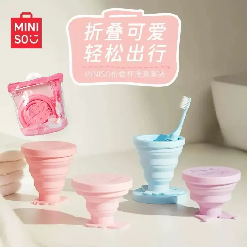 

My Melody Wash Up Set Kuromi Cartoon Cute Toothbrush Folding Cup Travel Spring Outing Brush Rinse Compact Storage Portable Set