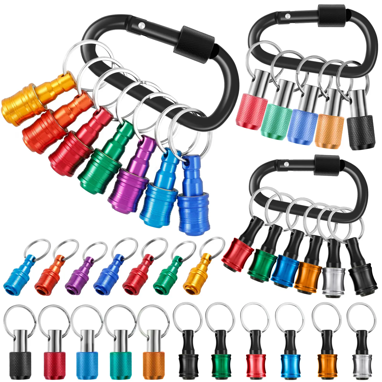 

18Pcs 1/4inch Hex Shank Screwdriver Bit Holder Quick Release Bit Holder Keychain Extension Bar Lightweight Long and Short Drill