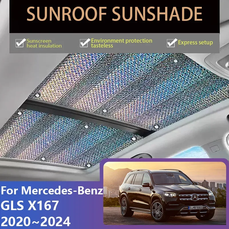 

Sunroof Sunshades for Mercedes-Benz GLS X167 2020~2024 Car Heat Insulation Covers Skylight Curtain Anti-UV Roof Visor Accessorie