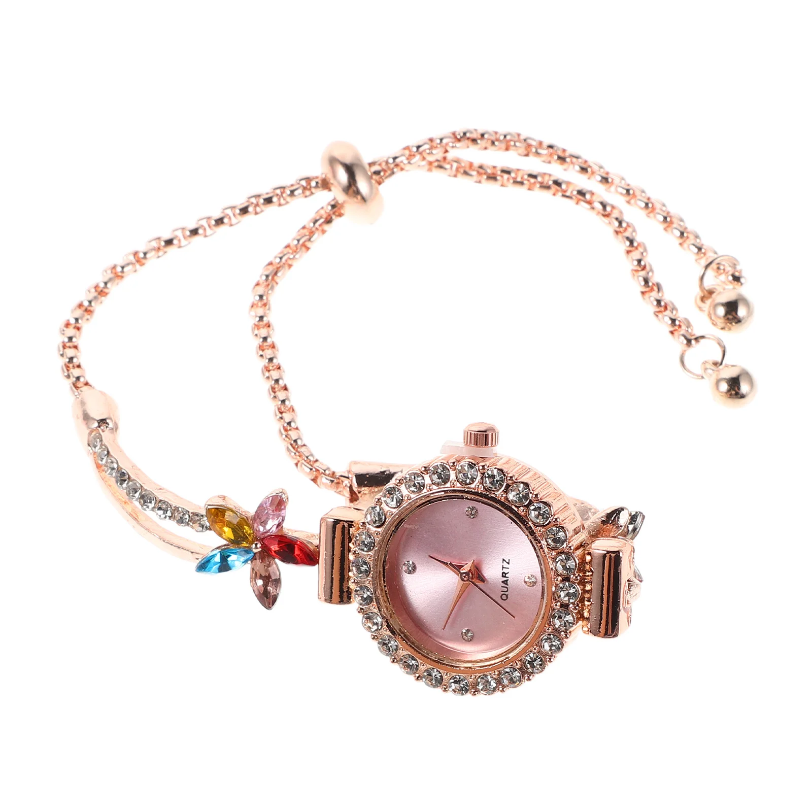 

Women's Fashion Rhinestone Watch Bracelet Floral Pattern Lightweight Quartz Flower Wrist Watch for Daily Formal Use