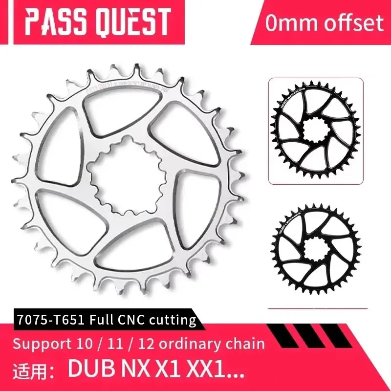 PASS QUEST Direct Mount Chainring 0mm Offset Wide Narrow Teeth Chainwheel 30/32/34/36/38/40/42/44/46/48T for SRAM NX XX1 Eagle