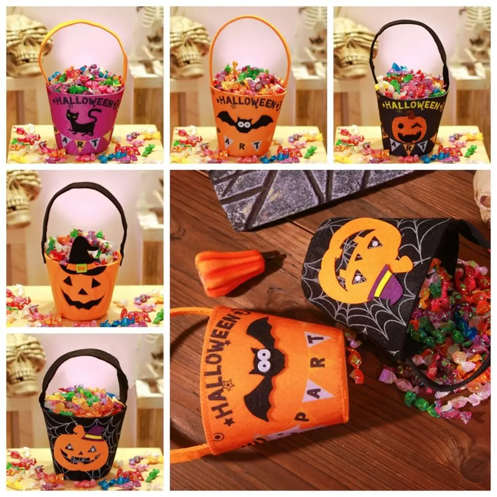 Happy Halloween Day Halloween Candy Bag Large Capacity Trick Or Treat Pumpkin Handbag Gift Basket Loot Bag Party Gift Bag