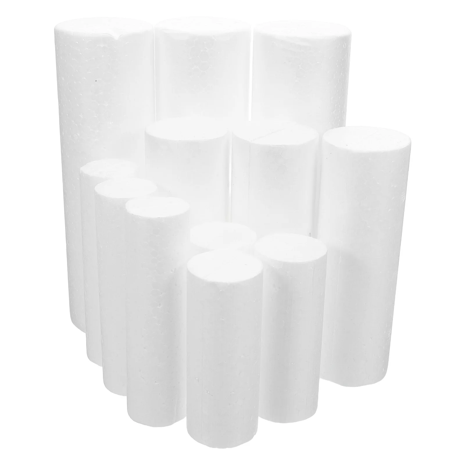 

12Pcs Foam Cylinders for Christmas Crafts White Polystyrene Rods DIY Cylinder Ornaments and Flower Arrangements