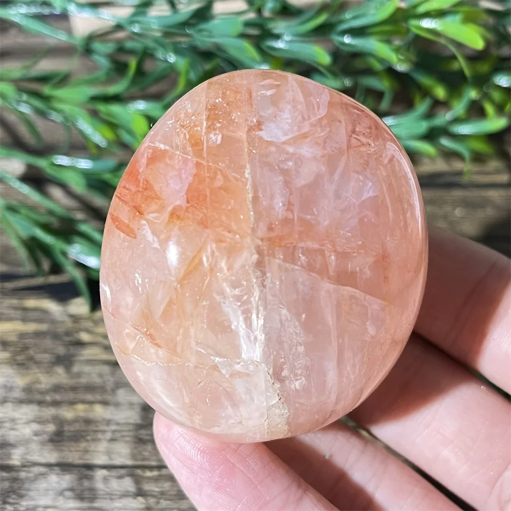 Crystal Natural Fire Quartz Stone Heart Palm Light Healing  Home Decoration Reiki Witchcraft  Polished Energy Mineral Living