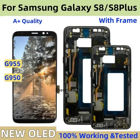 NEW OLED LCD For SAMSUNG Galaxy S8 SM-G950 G950F S8 Plus SM-G955 SM-G955F Display S8+ Touch Screen With Frame Replacement