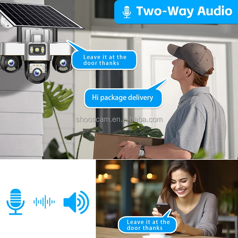 12MP ShooCam كاميرا في الهواء الطلق PTZ اتجاهين الصوت AOV كامل اللون كاميرا تعمل بالطاقة الشمسية في الهواء الطلق للرؤية الليلية 3 عدسة 3ptz كاميرا تلفزيونات الدوائر المغلقة #6