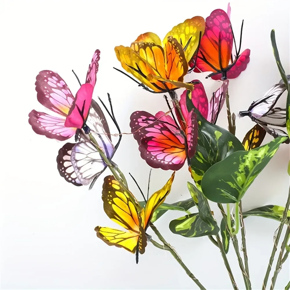 1pc Outdoor Solar Lawn Lamp Artificial Butterfly Sunflower Solar Garden Ground Lights Camping Wedding Party Atmosphere Decor