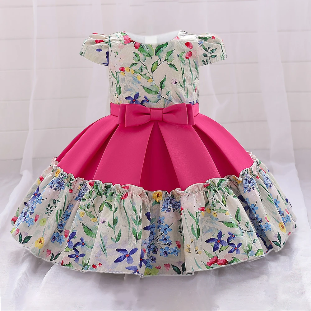 Baby Girl Party Dresses Toddler 1 Yrs Birthday Wedding Ball Gown Bow Princess Kids Dress for Girl Flower Bridemaid Prom Clothing