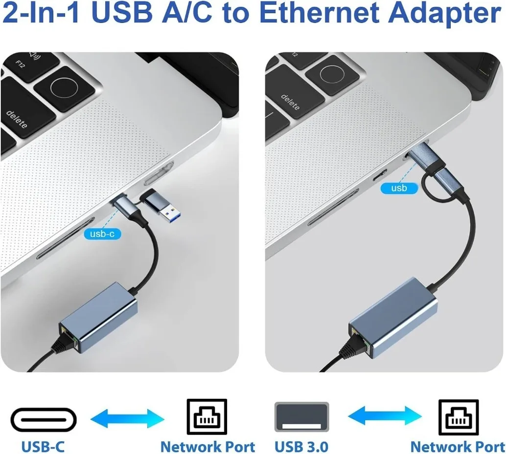 USB 3.0 to RJ45 Ethernet Adapter 1000Mbps Gigabit Network Card USB LAN Dongle for Laptop PC Macbook Windows Linux Android Mac OS