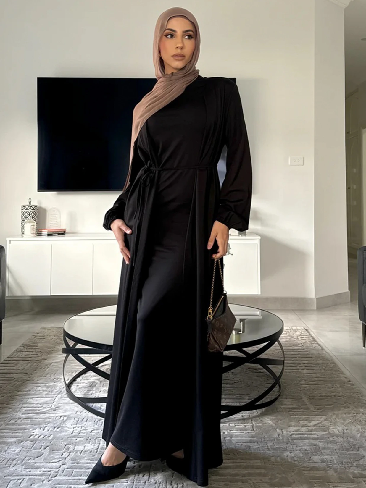 Skromna sukienka dla kobiet Abaya Cardigan 2-częściowy zestaw Długi szlafrok Ramadan Dubai Abayas Kaftan Eid Muslim Vestidos Jalabiya Dresses