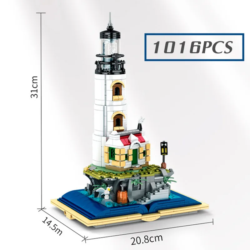Morska latarnia morska wieża miejska Model przyjaciół Model modelu klocki budowlane zestaw zabawka na boże narodzenie prezent dla dzieci chłopców