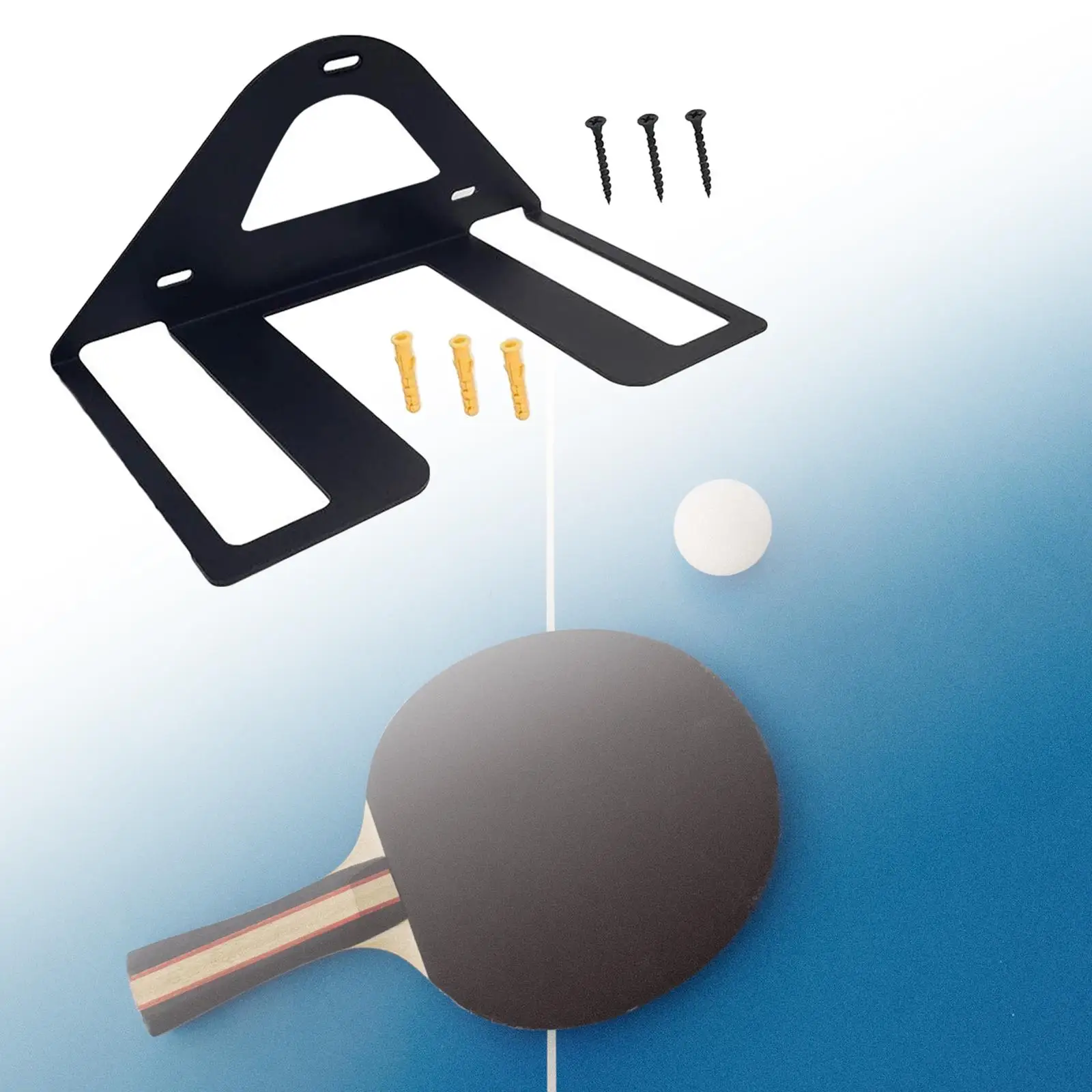 

Ping Pong Paddle and Ball Storage Rack, Metal Wall Mounted Table Tennis Racket Display Stand with Ball Holder Shelf