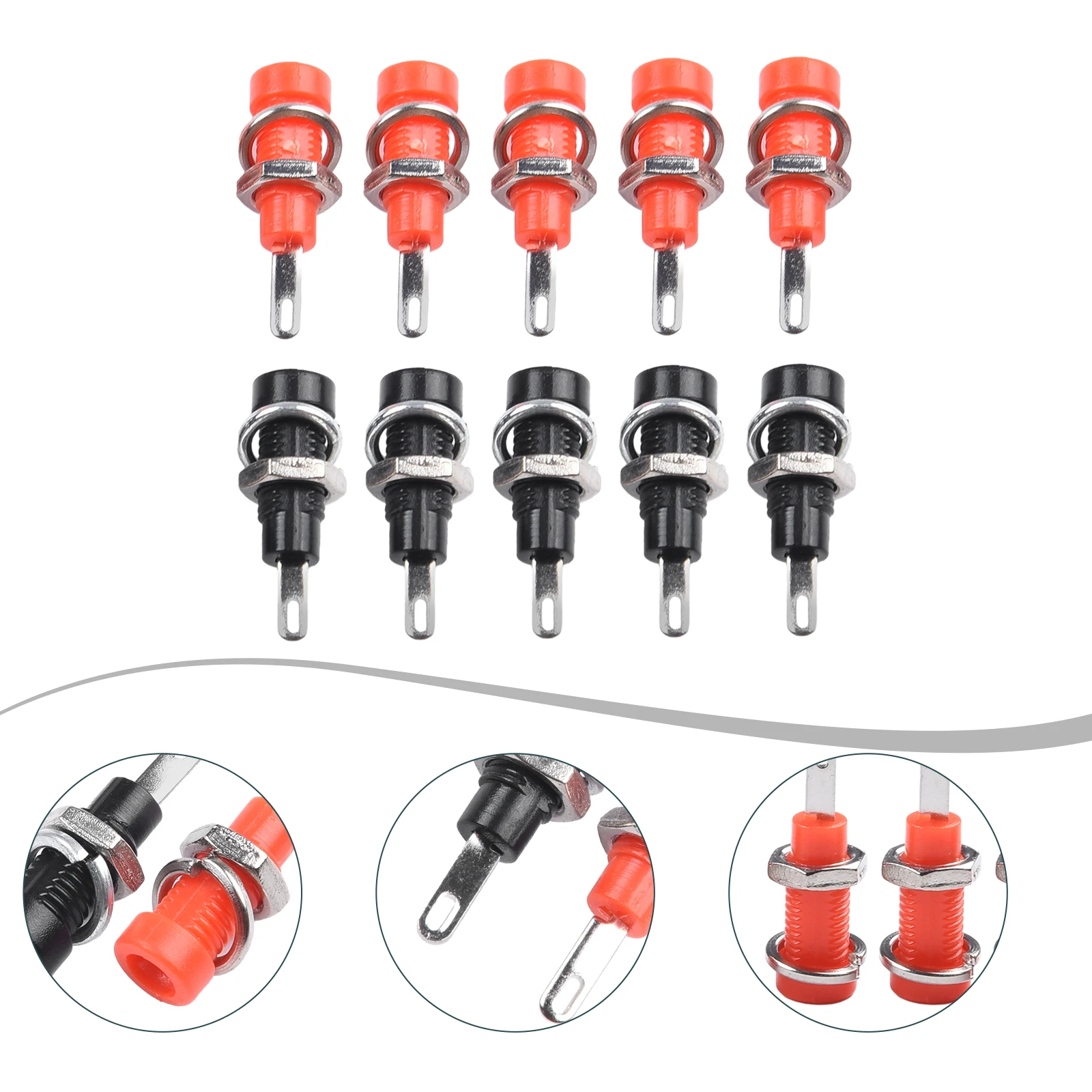 10PCS 2mm Banana Socket Terminal for Lab Equipment Wiring Featuring Copper Core Nickel Plated and PA Safety Insulation