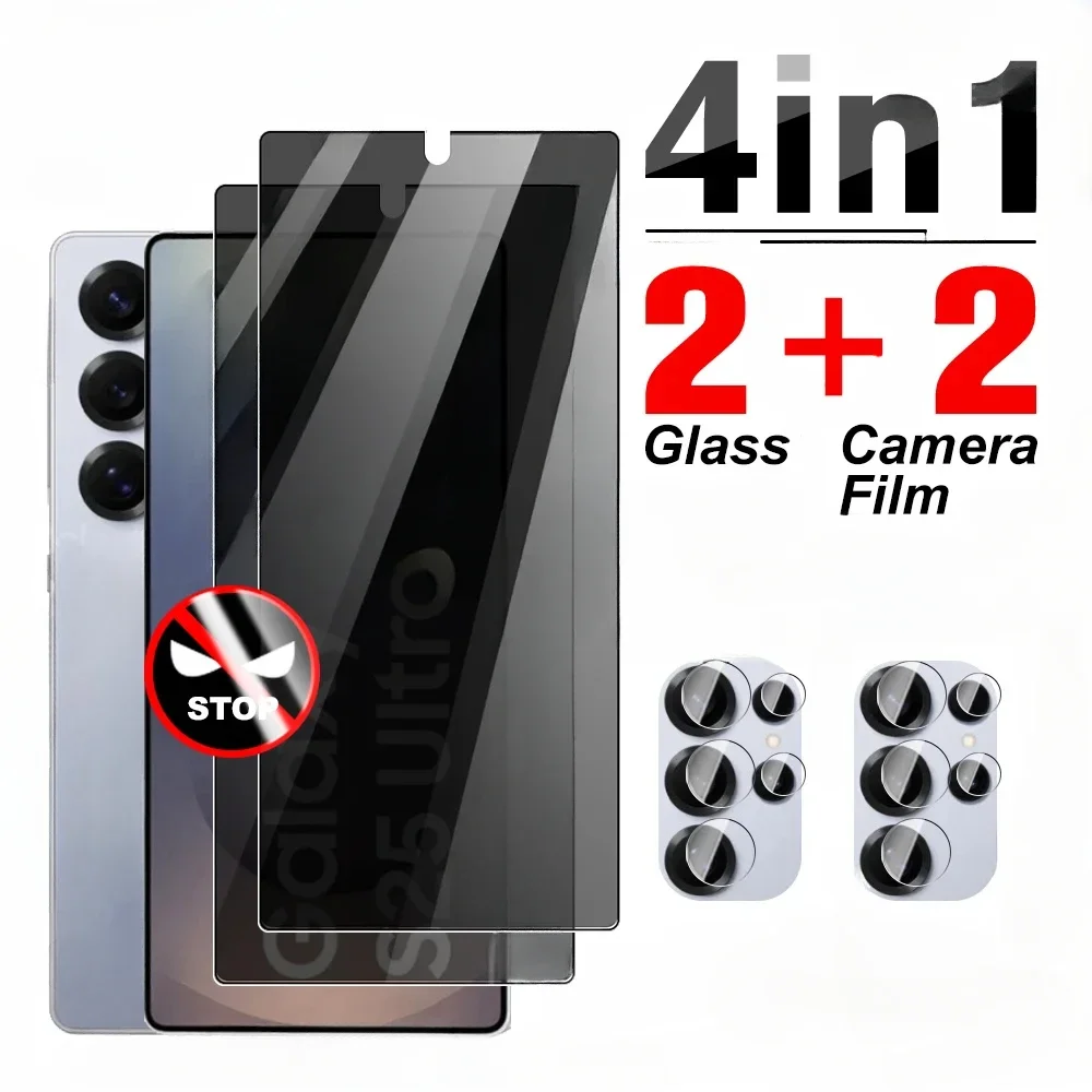 

Антишпионское закаленное стекло 4-в-1 для Galaxy S25 S24 Ultra S22 S23 Защитная пленка для экрана для Samsung S21 S25 Plus S24 S23 S20 FE