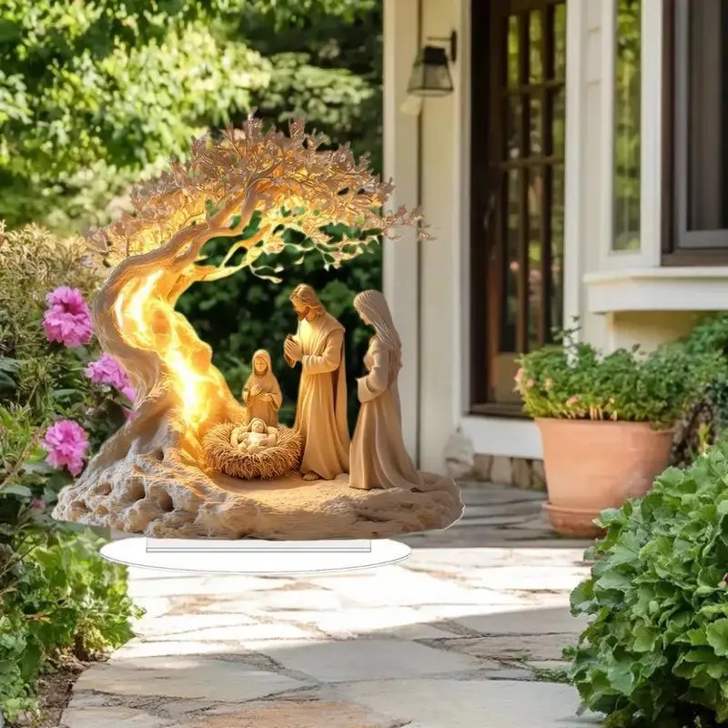 الاكريليك عيد الميلاد مشهد المهد شقة 2D زخرفة مكتب ديكور يسوع الولادة