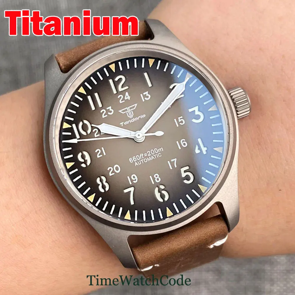 

Tandorio Titanium Automatic Pilot Watch for Men 39mm Lightweight 200m Waterproof NH35A PT5000 Sapphire Crystal Anti-allergy