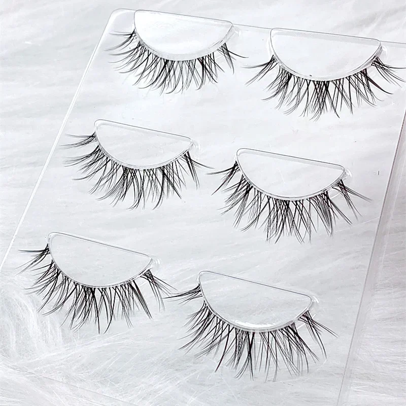HBZGTLAD3pairsTransparent Terrier  Simulation Eye Tail with Long Air Eyelashes Pairs Natural 3D Mink False Eyelashes Makeup Fake