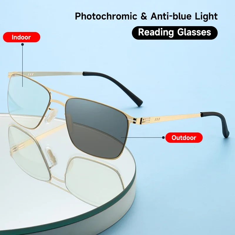 Neue Photochrome Anti-blau Licht Lesebrille Männer Frauen Hohe Qualität Blockieren Blau Licht Leser Doppel Brücke Brillen