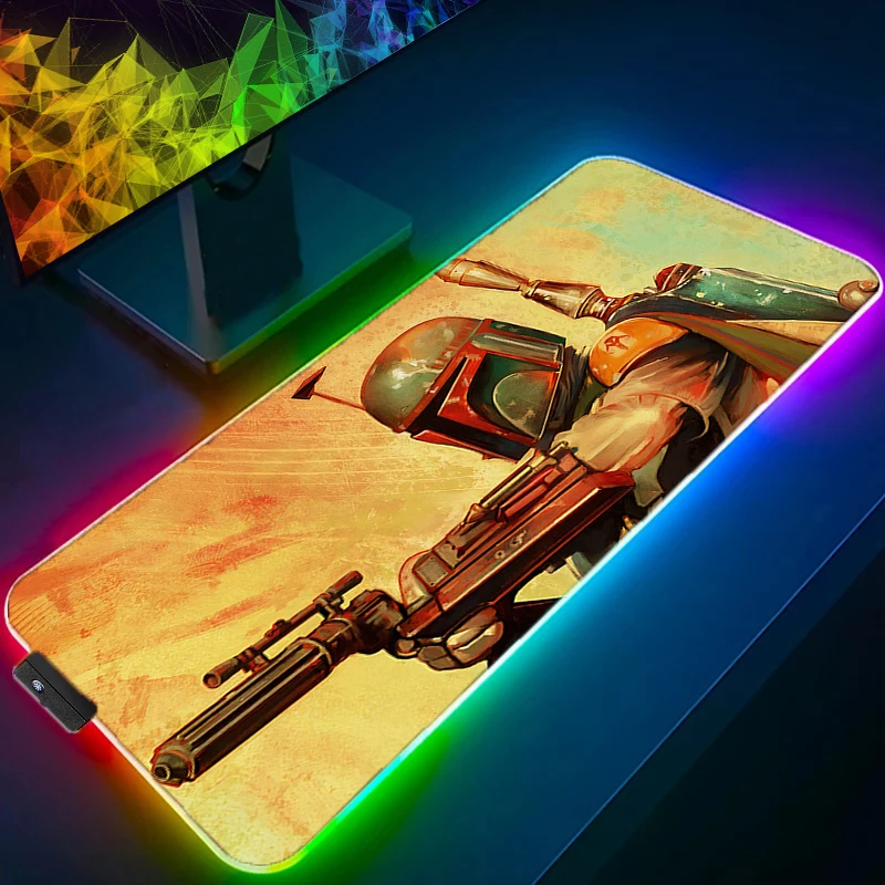 RGB LED Mouse Pads Desk Mat Protector Gaming S-star W-wars Mousepad Office Table Decor Keyboard Long Pad Computer Gamer Mats