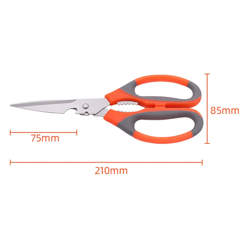 Forbici multifunzionali da cucina per uso domestico con taglio affilato in acciaio inossidabile con Clip in noce per apribottiglie