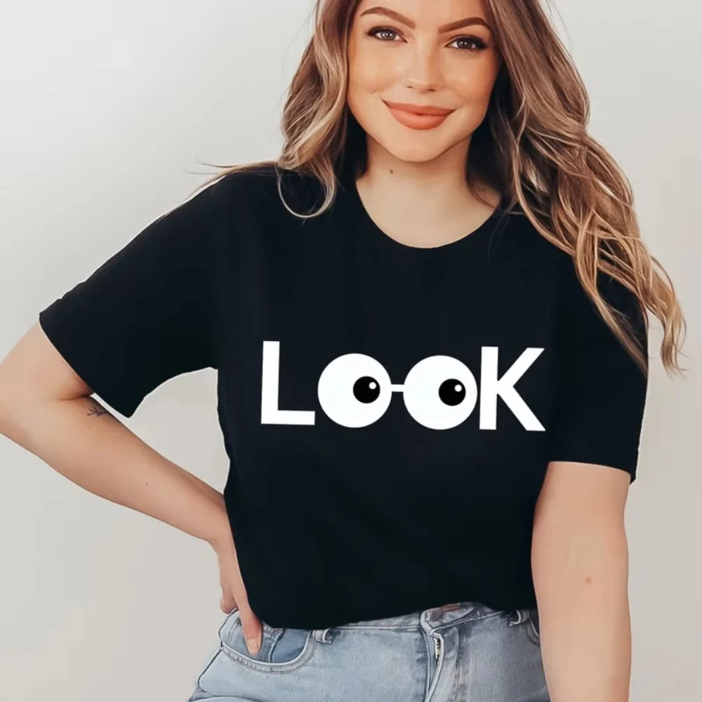 

Funny Sarcastic Look Eyes T-Shirt Trendy Graphic Tee Vintage Unisex Cotton Casual Streetwear Women Clothing Graphic T Shirts