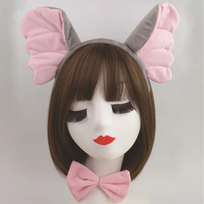 Kids Animal Costume Elephant Ear Headbands Bowtie Tail Nose Glove 4/5/6
