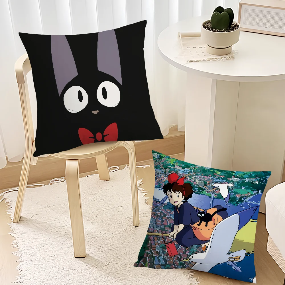 Cartoon Kikis and JiJi Cute Pillow Case Sofa Decorative Home Double-sided Printing Short Plush Cushion Cover