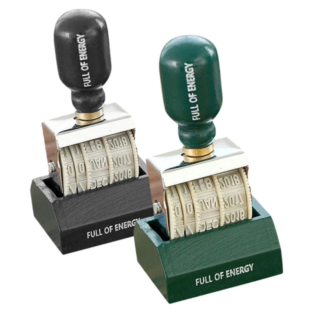 2 шт. портативный металлический валик с датой, деревянная ручка, прочная железная деревянная конструкция, прозрачные результаты для печати для Diy