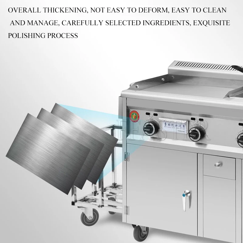 Upgrade Commercial Gas Multi-Functional Snack Cart-Body Machine Stainless Steel Frying Pan Teppanyaki Oden Fried Snack Cart