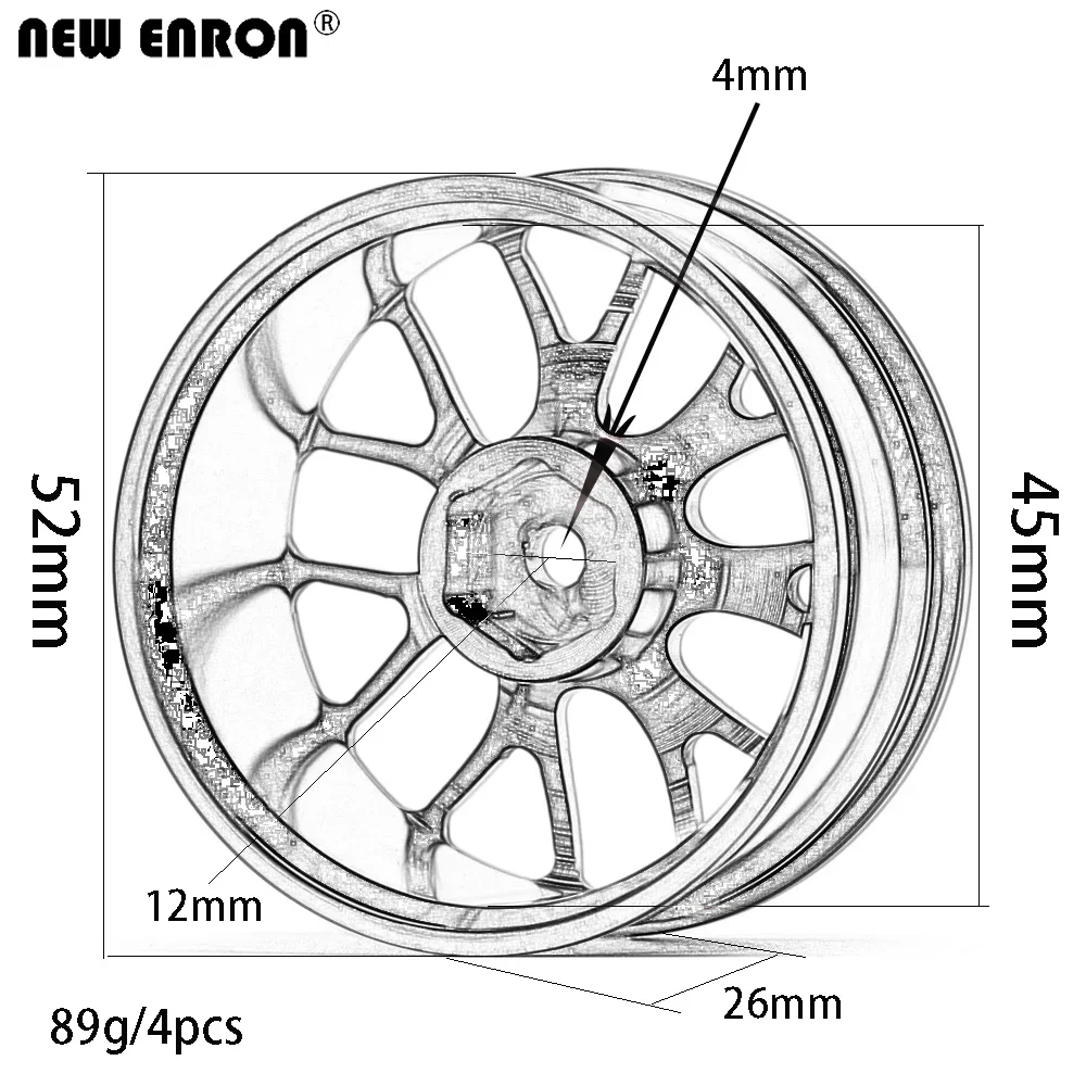 NEW ENRON Aluminum Alloy Wheel Hub Rims 7Y Spoke For RC 1/10 On-Road Drift Sakura Traxxas HSP Tamiya HPI Kyosho RedCat