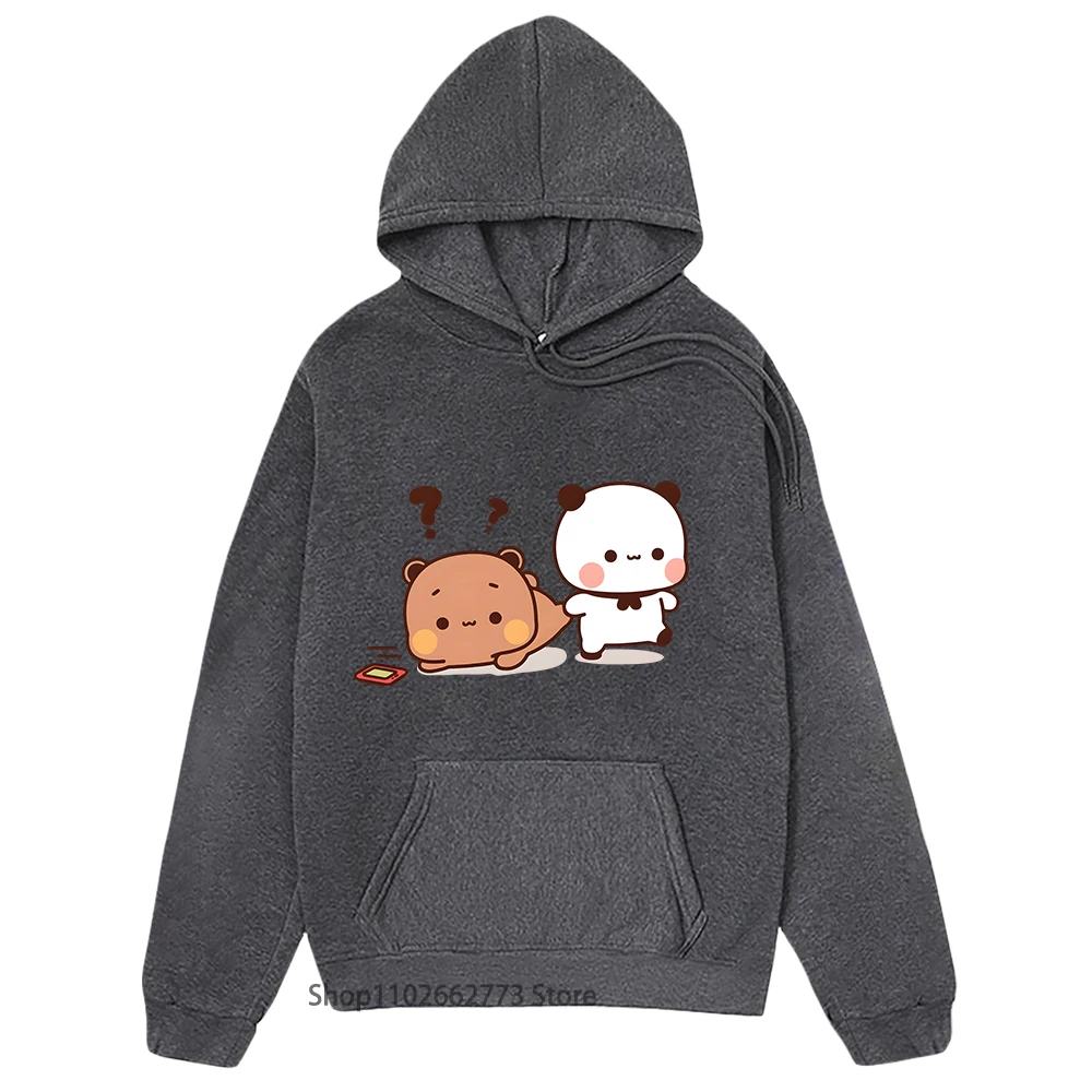 Panda Bear Graphic Hoodies Cartoon Bubu and Dudu Sweatshirt Girls Kawaii Print Pullover Women Casual Plus Size Streetwear