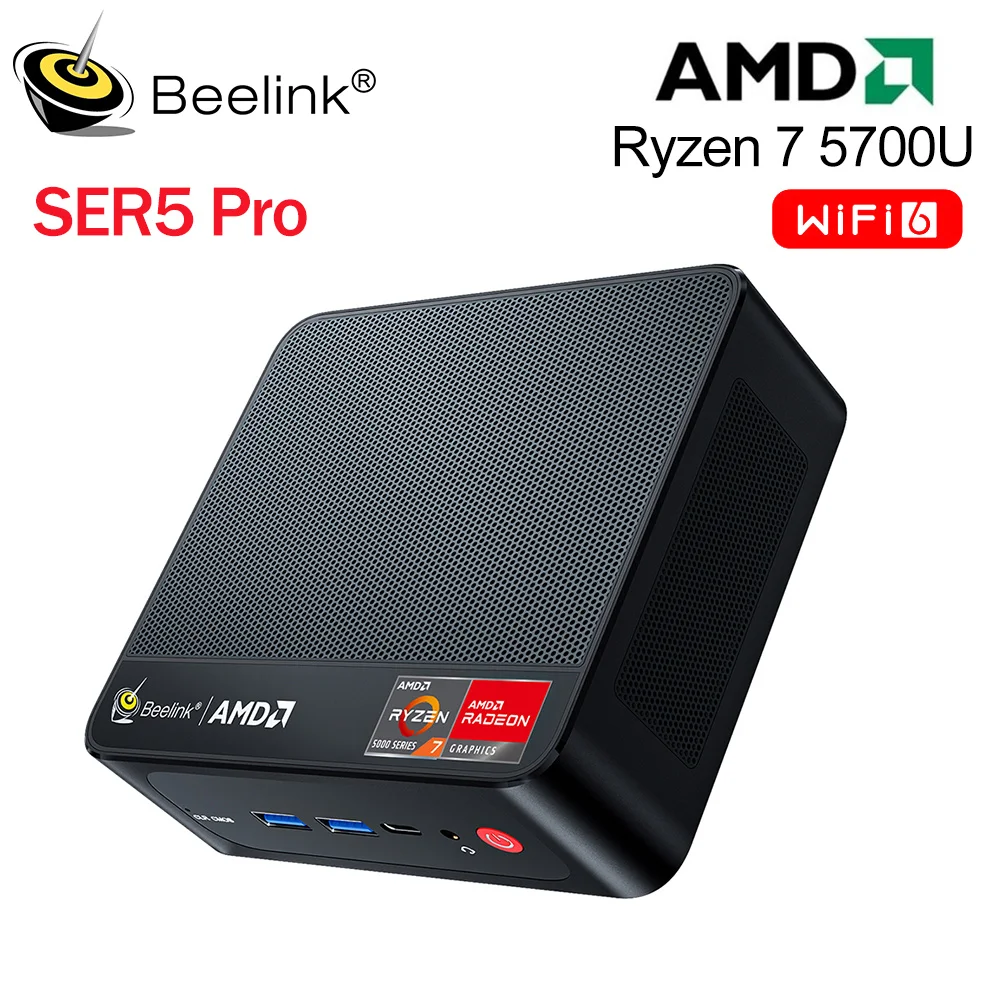 Imagem -02 - Computador Mini pc Gamer Amd Ryzen 5700u 16gb Ssd Nvme 500gb 4k Dual hd 1000m Wifi6 Max 5800h 5560u Beelink-ser5