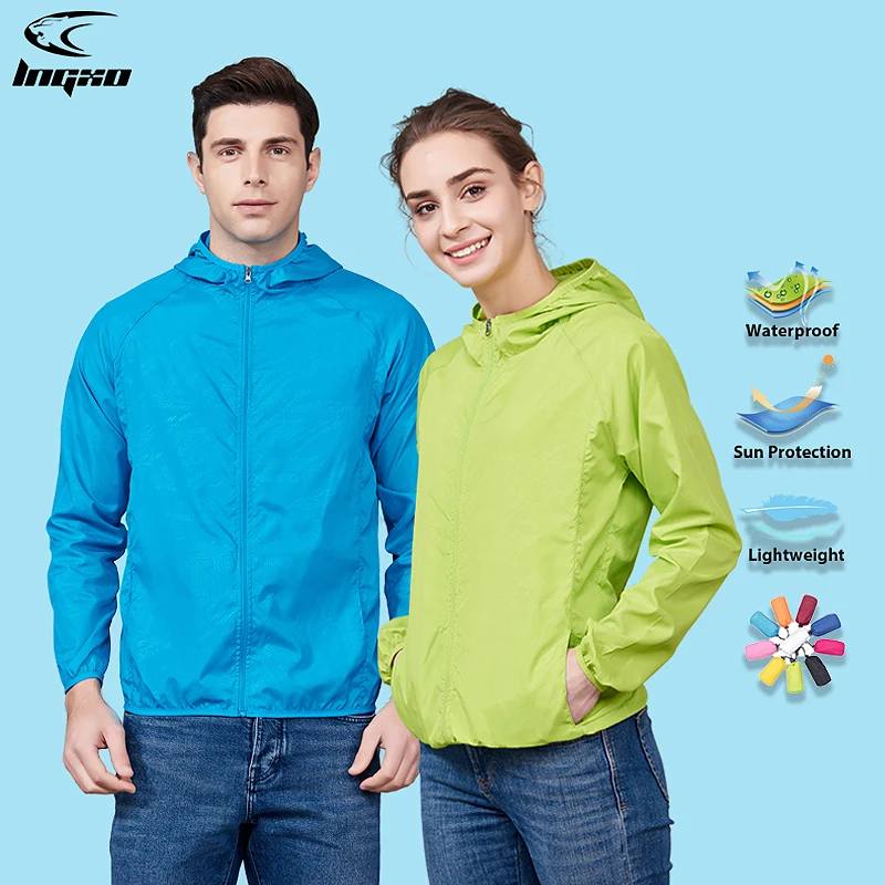LNGXO unisex kurtka turystyczna mężczyźni kobiety wodoodporna szybkoschnąca wiatrówka kempingowa Outdoor Trekking wędkarstwo płaszcz przeciwdeszczowy odzież anty UV