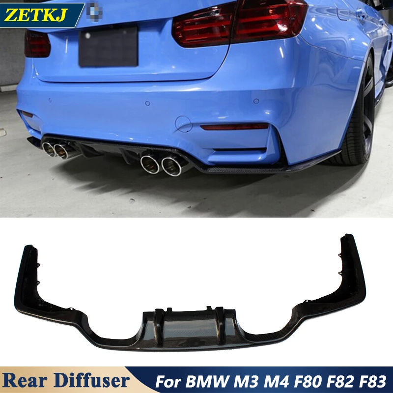 3D Style Real Carbon Fiber Car Rear Bumper Lip Diffuser Body Styling Kit Part For BMW F80 M3 F82 F83 M4 2014-2020