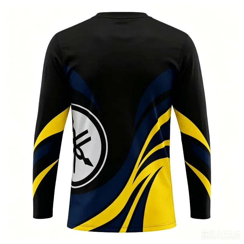 2026 Summer Hot Selling Yamaha Printed Yellow Black Long Sleeved T-shirt Men and Women Fashionable Trendy Motorcycle T-shirt