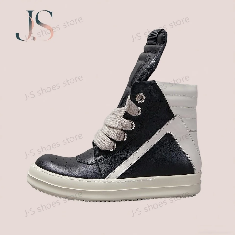 

R-o Sneakers Men Casual Shoe Women Sneaker Black Leather High Top Shoes Jumbo Laces Geobasket Zipper Ankle Boot Designer Boots