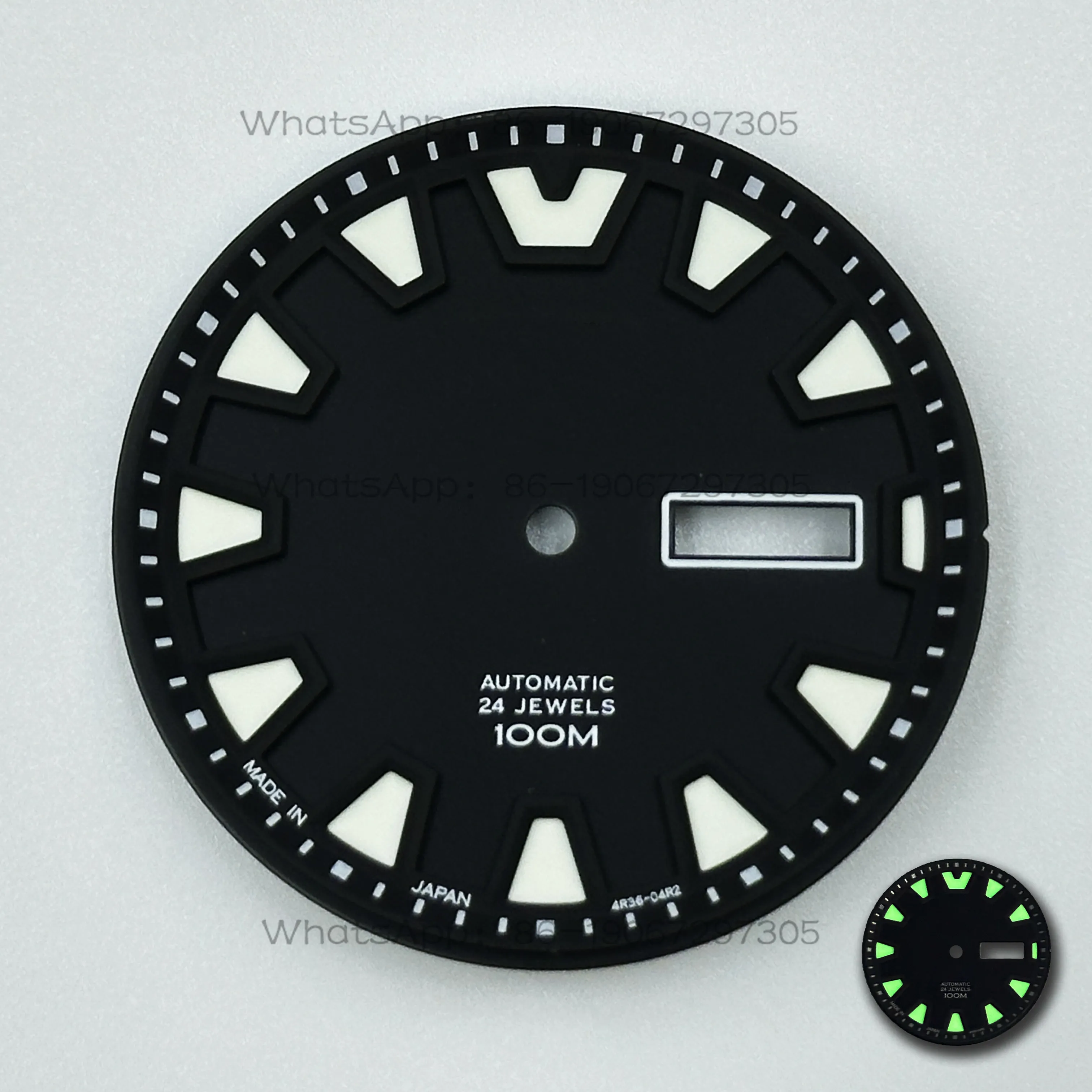 

Customized New Log NH36 Dial Diameter 35mm Green Luminous Mechanical Watch Modified NH35 Literal Watch Accessories Surface