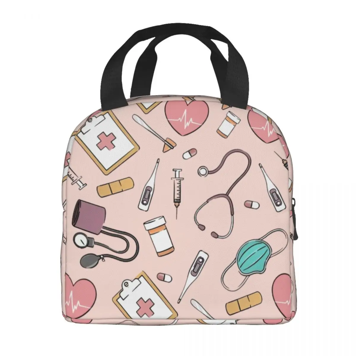 Custom Pink Doctor Nurse Insulated Lunch Bag for School Office Enfermera En Apuros Portable Cooler Thermal Lunch Box Women