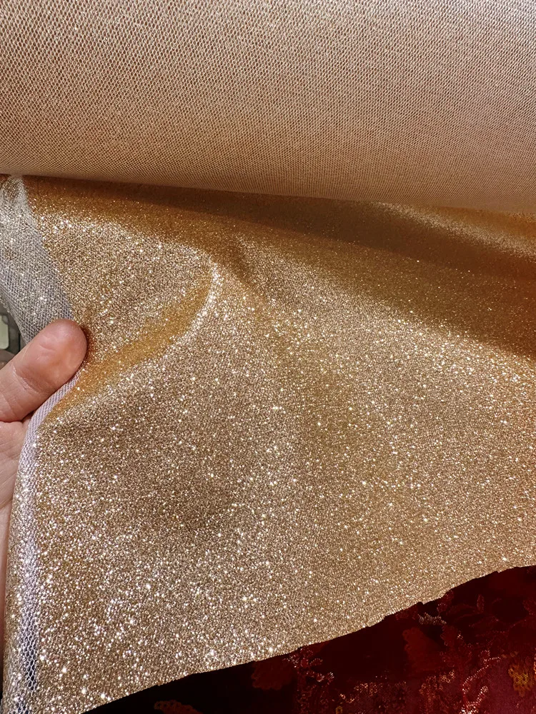 No Drop Glittering Powder High-Grade Fabric Special Champagne Green White Fine Glitter Gilding Mesh Fabric