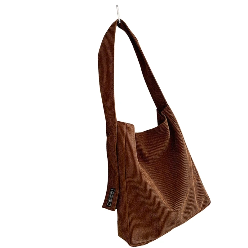 Fashionable Corduroy Shoulder Bag With Comfortable Strap Large Capacity Handbag Underarm Bag For Casual And Travel Use