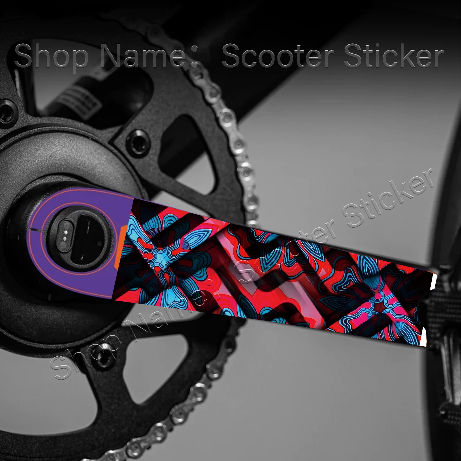 1Pair Red Blue Abstract Bike Crank Stickers, Waterproof Scratch-Resistant Decals for Road Bike Crank Decor, Holiday Gift