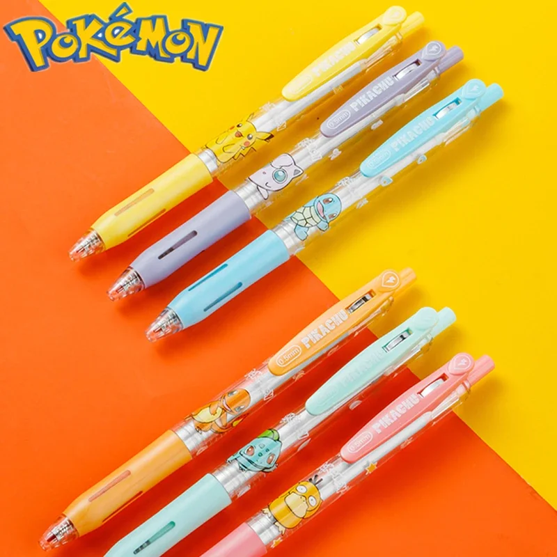 

Pokemon Push-button Gel Pen Anime Pikachu Black Signature Pen Learning Stationery Psyduck Squirtle Children's Toy Birthday Gift