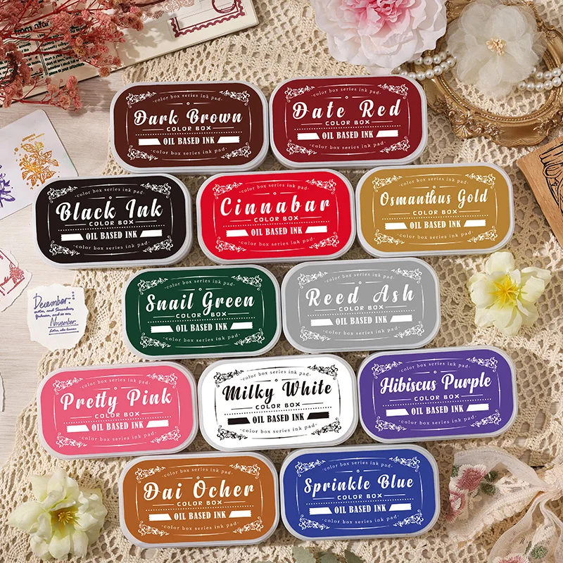 الرجعية اللون صندوق الحبر DIY بها بنفسك الحرف سكرابوكينغ منصات الحبر المطاط خشبية Stamps Inkpads ورقة ديكور القرطاسية اللوازم المكتبية