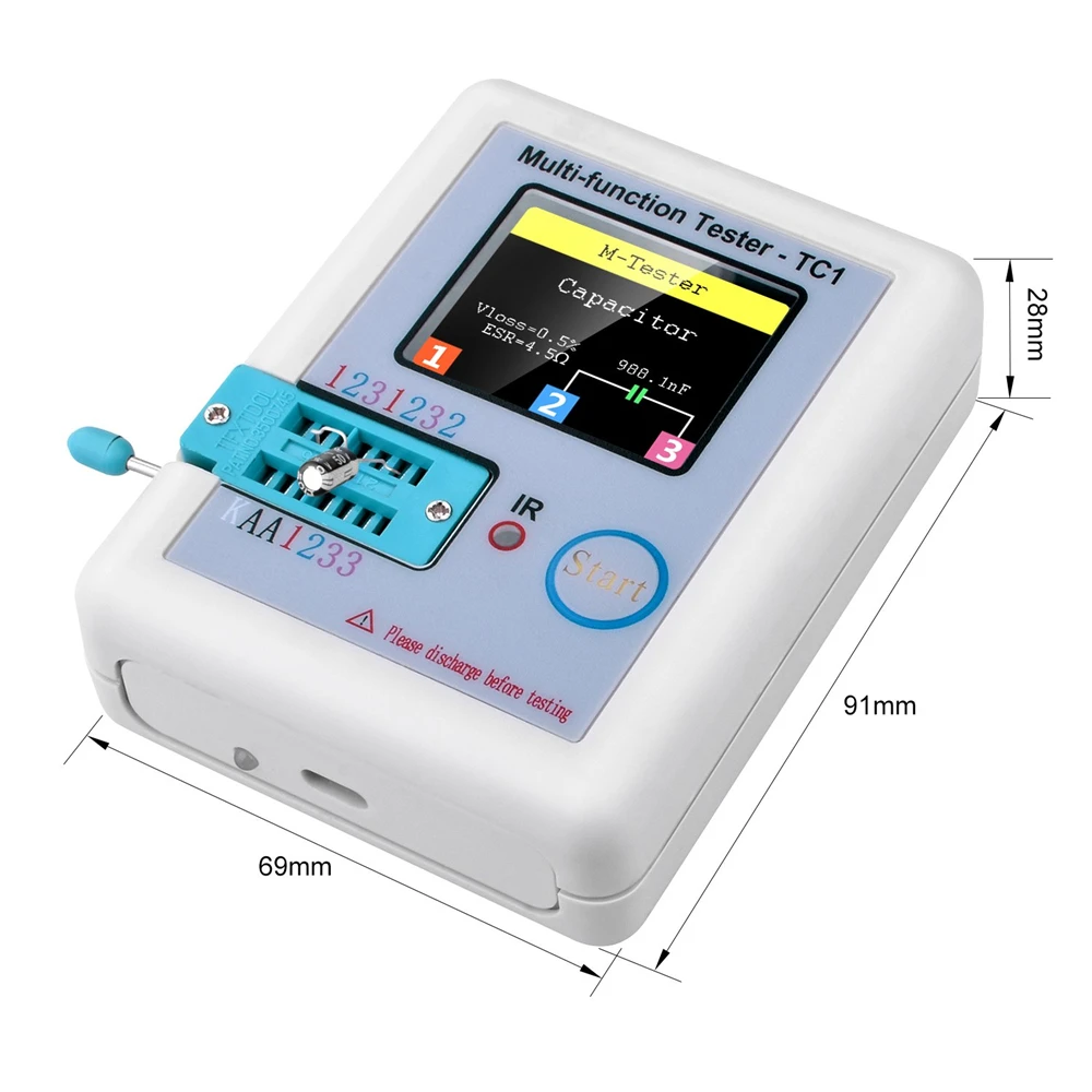 LCR-TC1 LCR-T7 TC-T7-H Transistor Tester Multimeter Colorful Display TFT Diode Triode Capacitance Resistor Meter NPN/PNP/MOS/FET