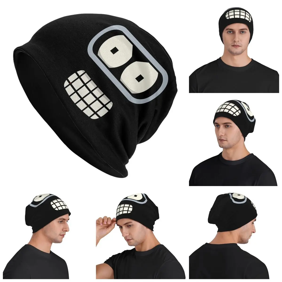 

Теплая вязаная шапка Bender's Face, модная шапка-капот, осенне-зимние уличные шапки, шапки для мужчин, женщин и взрослых